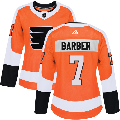 Adidas Philadelphia Flyers #7 Bill Barber Orange Home Authentic Women Stitched NHL Jersey->women nhl jersey->Women Jersey